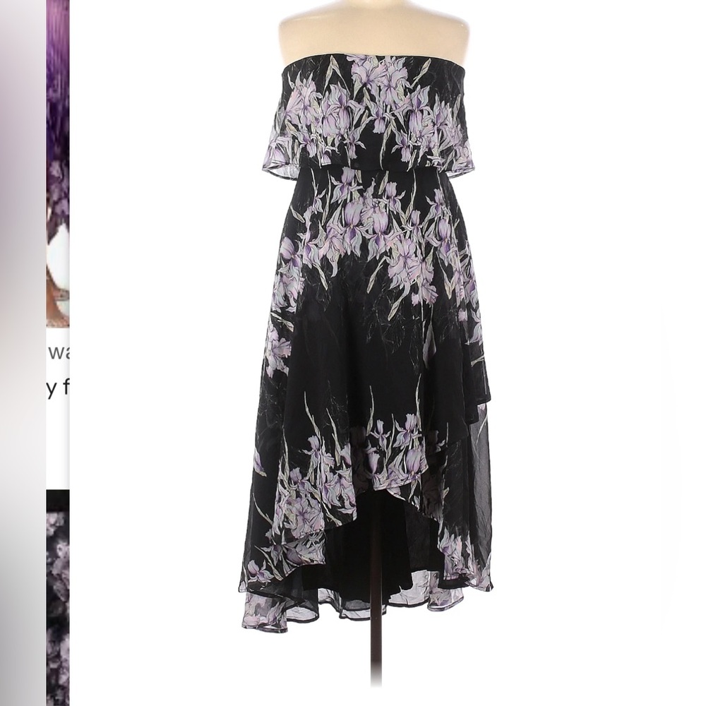 ASOS Strapless Black and Purple Floral Dress